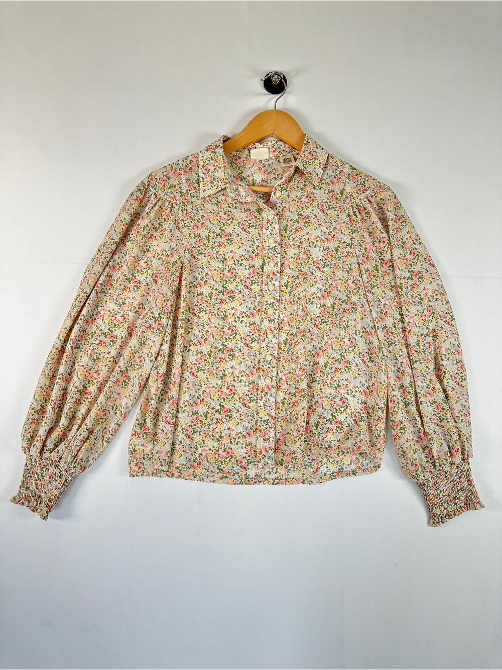 Levi’s Floral Blouse Cream Cottagecore Boho Long Sleeve Boxy Top Size XS